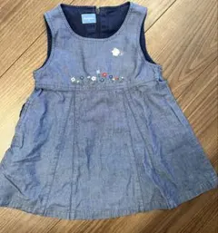 familiar 刺繍付きデニムワンピース 90