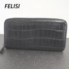フェリージ　ラウンドジップ　長 財布　クロコ 型押し　FELISI　イタリア製のサムネイル