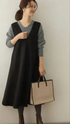 URBAN RESEARCH DOORS Aラインジャンパースカート新品ブラック