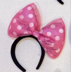 ピンク水玉リボンカチューシャ