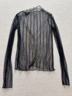 透明なブラック ストライプ ドット 長袖トップス 2点セット韓国風