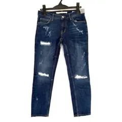 ZARA woman ザラ　ダメージジーンズ　ネイビー　34