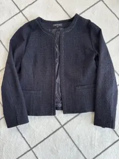 卒業式・入学式に！インディヴィ　 ネイビー ノーカラージャケット　44サイズ