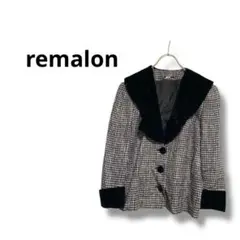【レマロン】レディース　ジャケット　千鳥柄　ベロア　ゴージャス　オケージョン黒