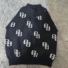 ノースリーブニット F ネイビー ロゴ入り