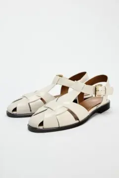 ZARA ザラ ストラップ フラット サンダル アイボリー 35