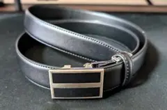 黒レザーベルト　無段階調整　 シルバーバックル