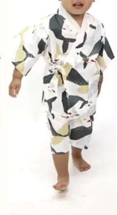 クジラ柄 甚平 120cmキッズ子供