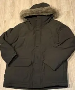 XXL ファー付きフード ダウンジャケット ダークグリーン