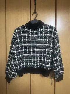 ツイード柄ショートニット