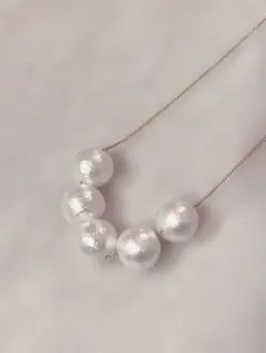 コットンパールネックレス　ロング　ショート　スライドアジャスター　結婚式　卒業式