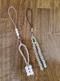 ビーズストラップ 2本セット ハンドメイド