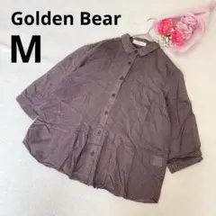Golden Bear ゴールデンベア 綿 ブラウス 七分袖 総柄 ブラウン M