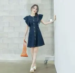 Lily brown 宮脇咲良着用　デニム　フリルミニワンピース　サイズ1