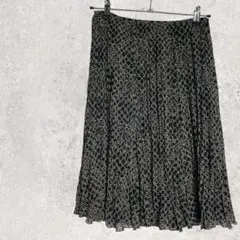 コムサデモード　スカート　黒　サイズ9　ベージュ　ドット　プリーツ　ひざ丈　通勤