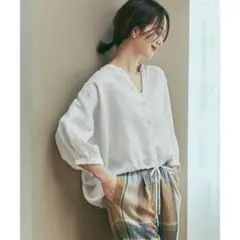 アーバンリサーチドアーズ　リネンドロストドルマンブラウス　リネン100%