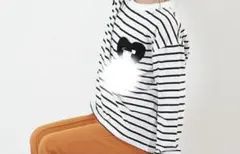 ストライプ ハートプリント Tシャツ 120cm