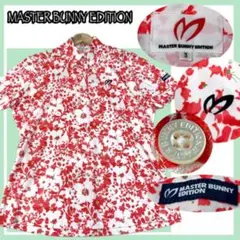 ✨美品✨マスターバニー 花柄 総柄 タグロゴ 刺繍ロゴ ゴルフポロシャツ 3