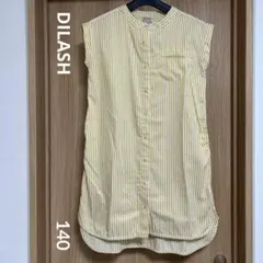 【DILASH】イエロー　ストライプ　ノースリーブ　ワンピース