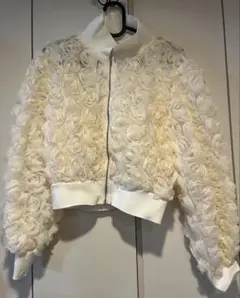 【美品】アイボリー チュール花柄ジャケット