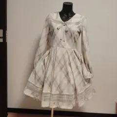 axes femme kawaii チェック柄長袖ワンピース