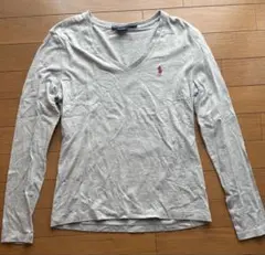 ポロラルフローレン　レディース　長袖Tシャツ　Vネック　グレーのサムネイル