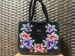 【訳あり特価】FEILER 花柄刺繍 トートバッグ ブラック