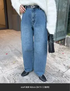 DISCOAT 　ビンテージ加工デニムカーブパンツ　デニムのサムネイル