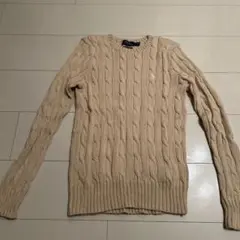 Polo Ralph Lauren ケーブルニット S ベージュ　ピアコットン
