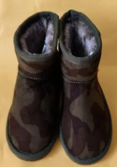 迷彩色 モスグリーンムートン内装 ショートブーツ（17cm）