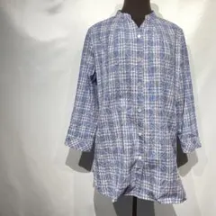 SIMPLE LIFE トップス チェック柄 チュニックシャツ キーネックのサムネイル