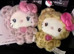 ヒョウ柄キティちゃん　キーホルダー 2点セット　ぬいぐるみ　ギャルキティ