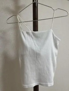 リブ編みホワイトキャミソール