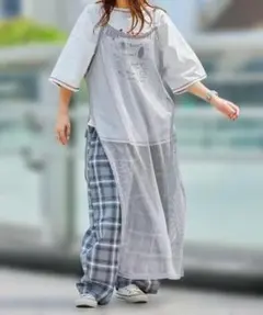 ニコアンド てぃら あみあみカラーワンピース