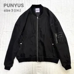 PUNYUS プニュズ　ブラック ステッチ　MA-1 ジャケット　2XL