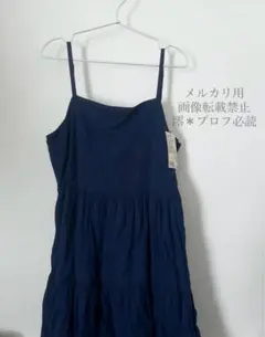 無印　強撚ボイル　キャミソールワンピース　XL ブルー