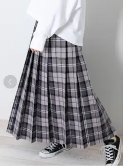 休日値下アーバンリサーチサニーレーベルチェックプリーツイージースカー卜グレー