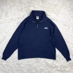 ハーフジップ スウェット トレーナー XL ビッグサイズ ゆるタボ ネイビー 紺のサムネイル