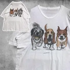CCZH アニマル Tシャツ 90s コッカースパニエル 動物 犬 ドッグ 白 