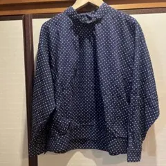 NIMES / ニーム ドットプリント ロールカラーブラウス　美品　日本製のサムネイル