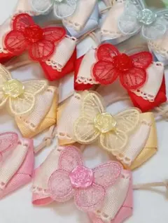 トリミングチョーカー犬用蝶と薔薇リボンアクセサリー10本セット499