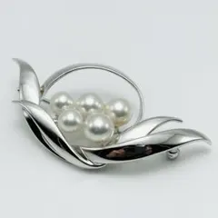 MIKIMOTO ミキモト　シルバーブローチ　アコヤ　真珠　パール　5珠