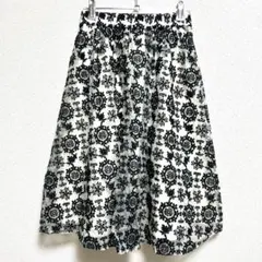 Techichi テチチ フレアスカート 花柄 刺繍 モノトーン シースルー S