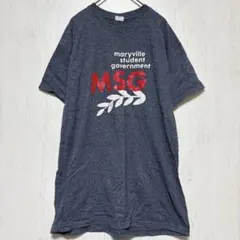 ギルダン【M】半袖Tシャツ クルーネックプリント 紺 混紡 デイリー