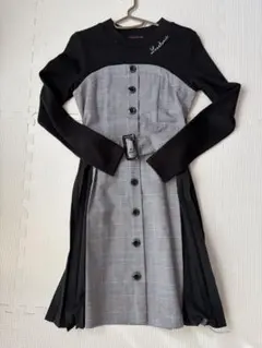 フォーマルドレス ブラック・グレー チェック柄