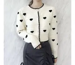 dazzlin ハートジャカードカーデトップス ニットカーディガン アイボリー