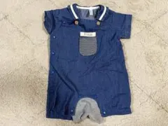 ネイビー ボタン付き半袖ロンパース 50〜60cm