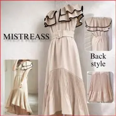 三上悠亜着用★MISTREASSミストレアス★バイカラーラッフルプリーツドレス