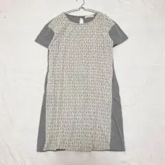 【ショコラフィネローブ】レースドッキングワンピース チュニック 半袖 綿混 F