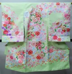 お宮参り 産着 女児 合繊 のしめ 金刺繍 綸子地 若草色 祝着 女の子 初着